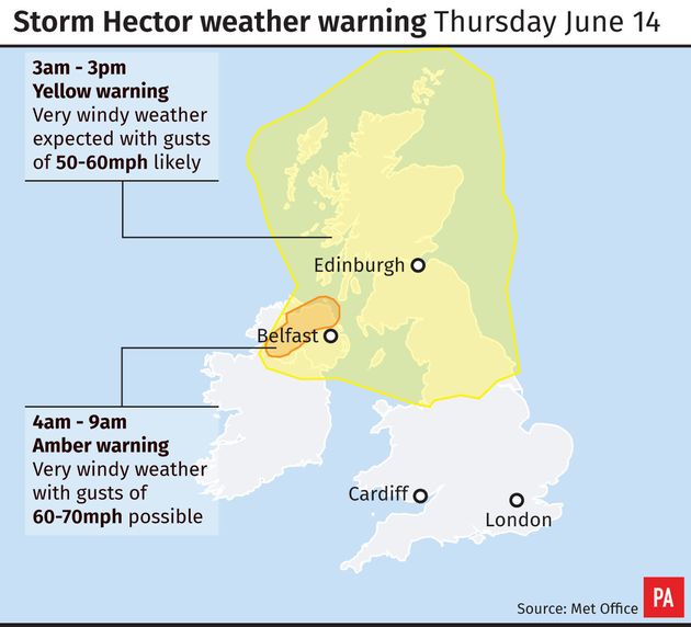 Weather warnings in place this morning.