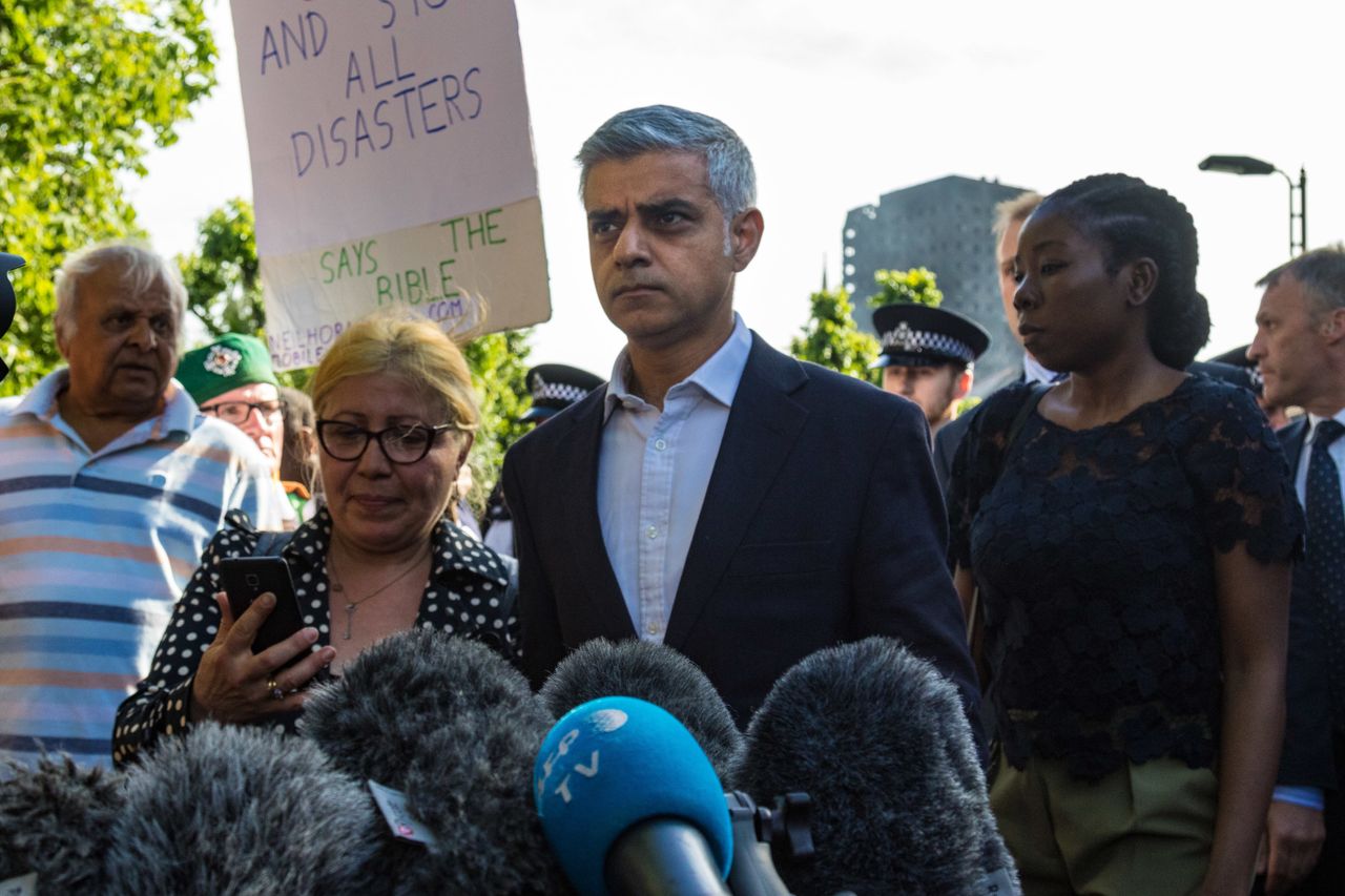 Sadiq Khan visits the day after the fire