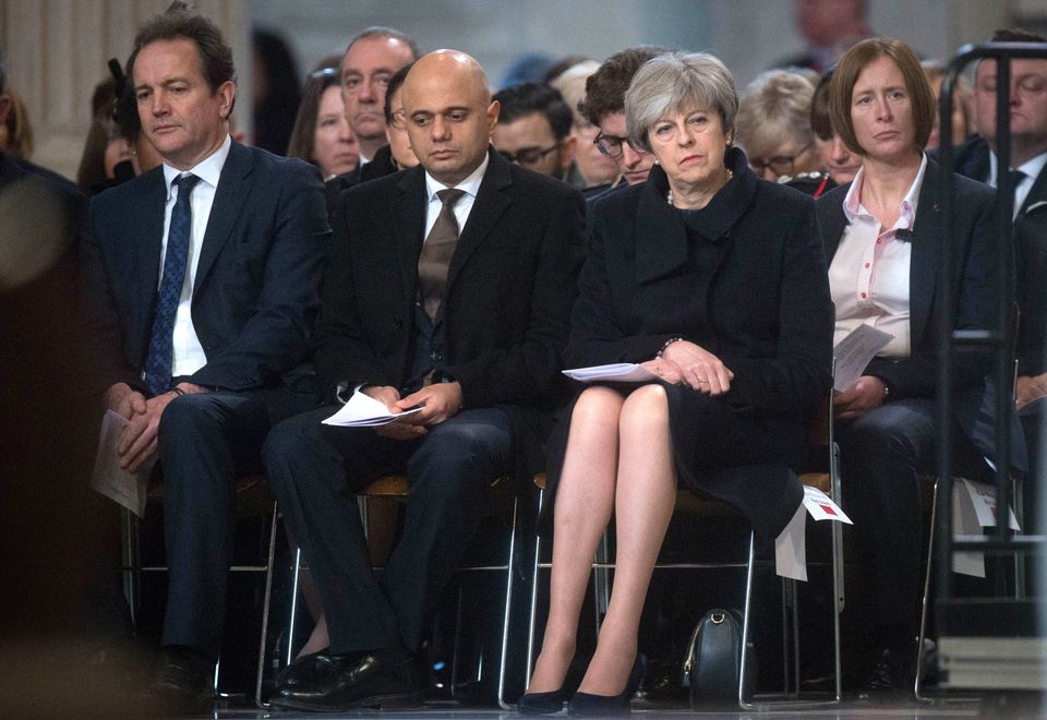 Sajid Javid and Theresa May at the St Paul's Cathedral memorial service