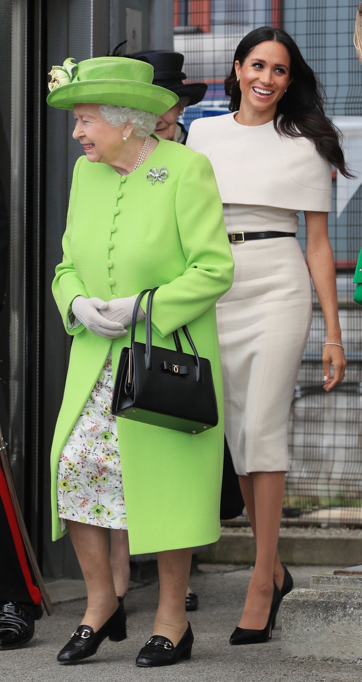 The former Meghan Markle and Queen Elizabeth II.