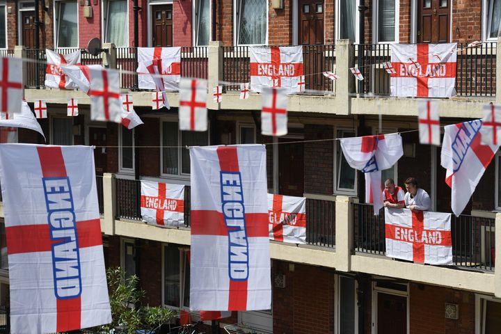 Other flags on display at the south London estate include those of Colombia and Poland