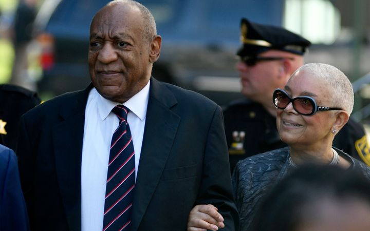 Bill Cosby and wife Camille Cosby arrive at Montgomery County Courthouse on June 12, 2017, during Bill Cosby's first sexual assault trial that ended in a mistrial. Bill Cosby's spokesman is denying rumors that the couple is getting divorced.