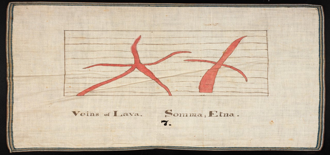 Orra White Hitchcock's classroom chart titled "Veins of Lava" (1830–1840).