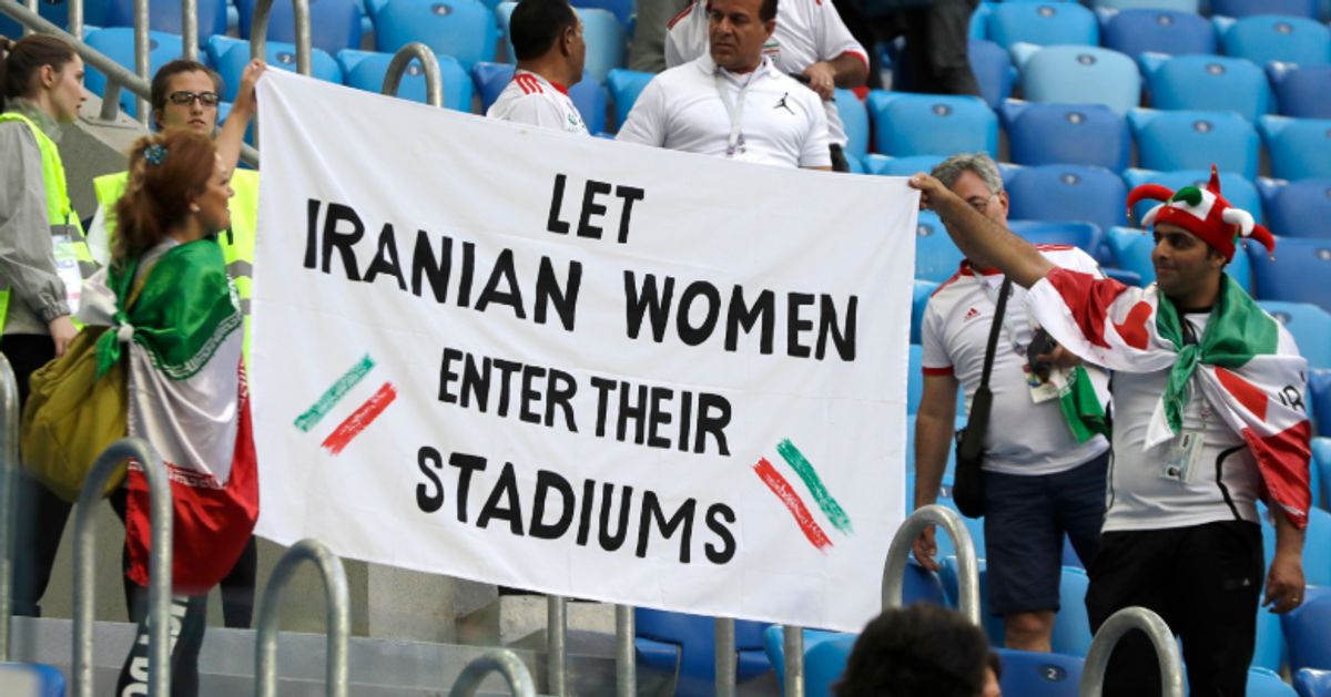 Iran Fans Stage World Cup Protest Over Ban On Women At Football Games Huffpost News