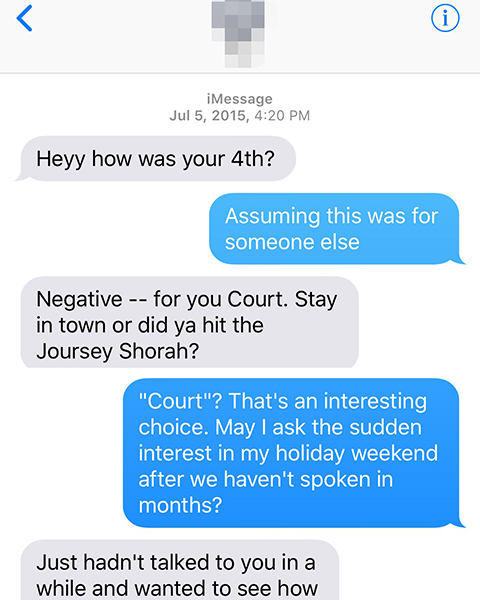 My friend and this guy casually dated for several months. Then, one day, the guy ceased all contact with my friend and stopped making any effort to talk or hang out. Three months later, he re-emerged to inquire about her Fourth of July holiday.