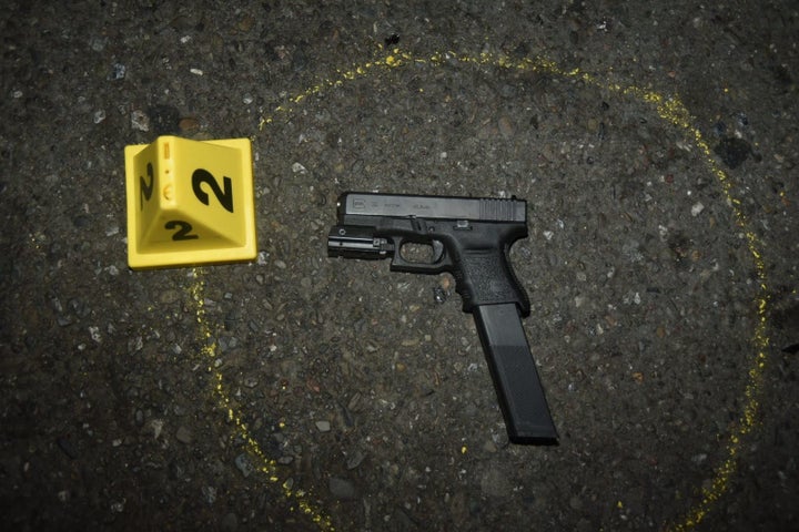 The gun that police say Oliver Barcenas was carrying at the time of the shooting.