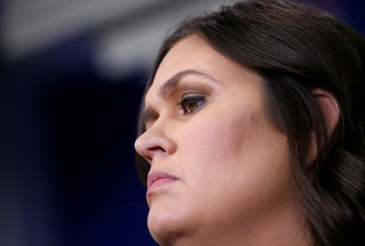 White House press secretary Sarah Huckabee Sanders at the daily briefing on June 14. 