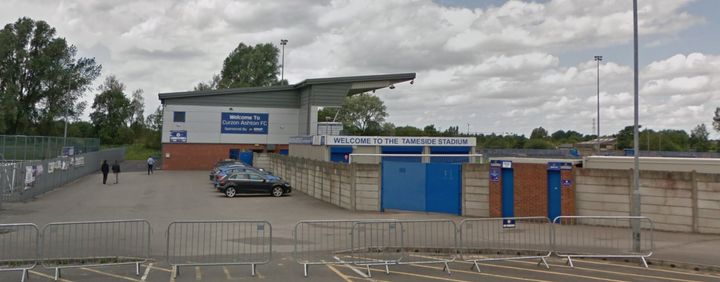 Eight men were arrested after a violent protest at Curzon Ashton’s Tameside Stadium in Ashton-under-Lyne on Saturday