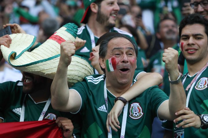 Mexico fans celebrate their team's victory in Russia