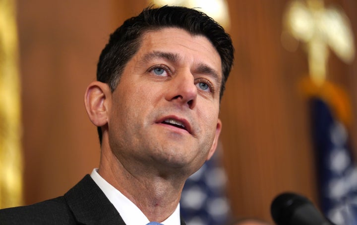 U.S. Speaker of the House Paul Ryan speaks to reporters at an enrollment ceremony for several House bills on Capitol Hill in Washington on May 24, 2018. 