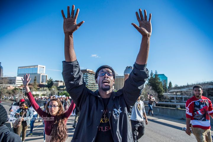 Black Lives Matter supporters rally after Stephon Clark was shot by Sacramento Police in March. 