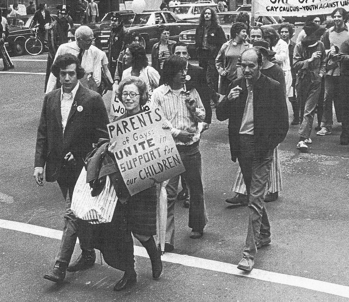 The moment that started it all: Jeanne Manford marches with son Morty Manford at the 1972 Christopher Street Liberation Day March.