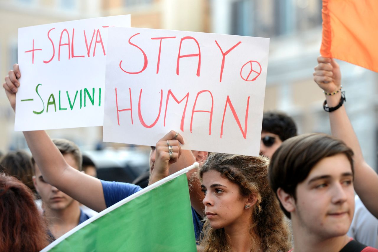 Protests in Rome this week against the government's closed door policy on the reception of migrants.