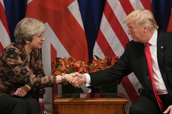 Theresa May and Donald Trump on her visit to the US.