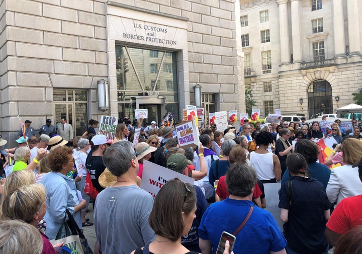 Women of faith gather outside the U.S. Customs and Border Protection headquarters in Washington, D.C., to call on the Trump administration to halt its policy of detaining immigrant children separately from their parents on June 19, 2018.