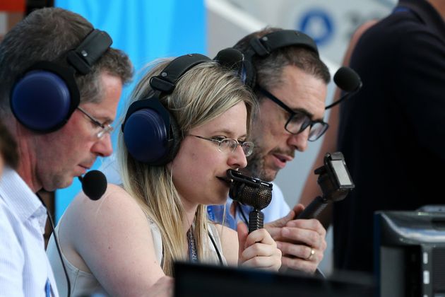 Vicki Sparks commentating live for the BBC.