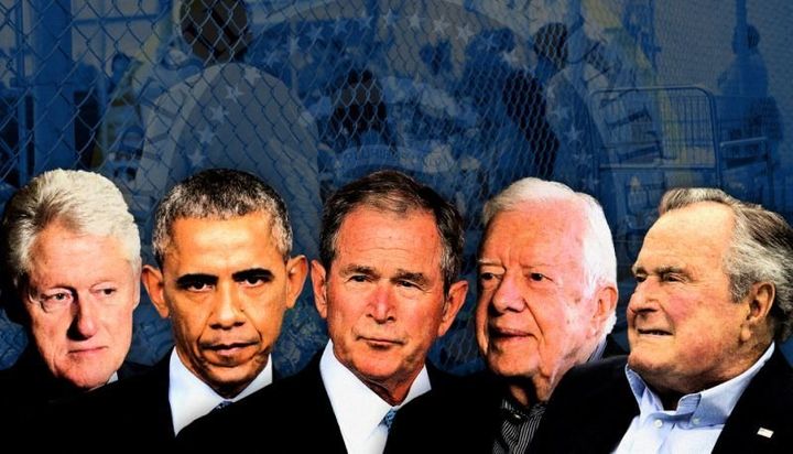 Former Presidents, from left, Bill Clinton, Barack Obama, George W. Bush, Jimmy Carter and George H.W. Bush. 