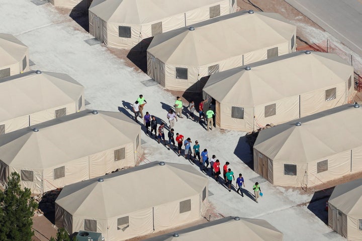 Immigrant children are being housed in tents in Tornillo, Texas, near the Mexican border on June 18.