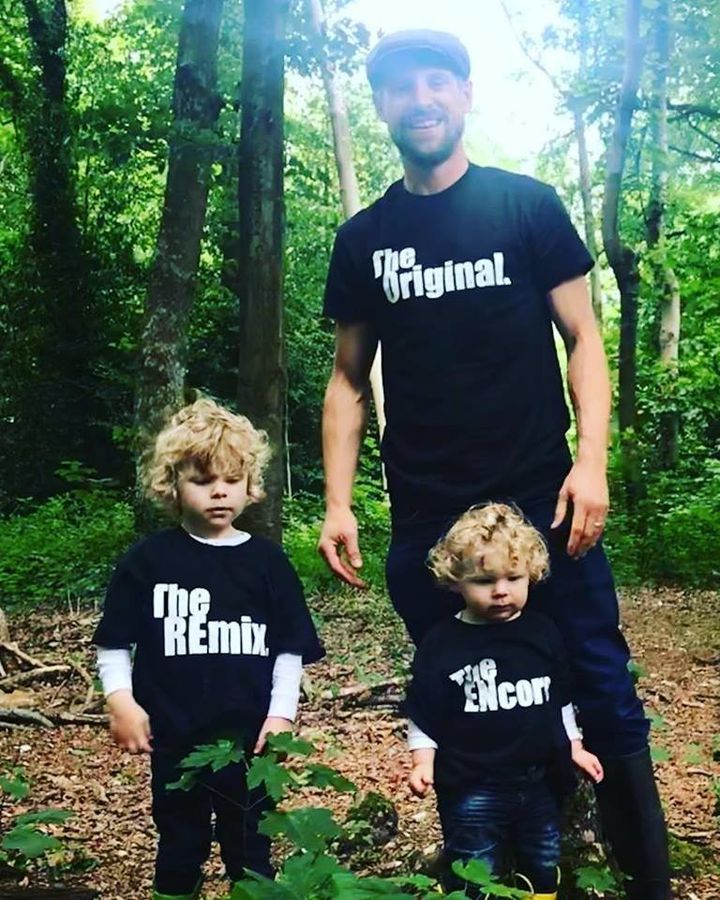 Tyler Slade with his son Arthur, three, and Oliver, one.