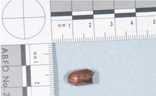 A bullet recovered from the scene of the fatal shooting 