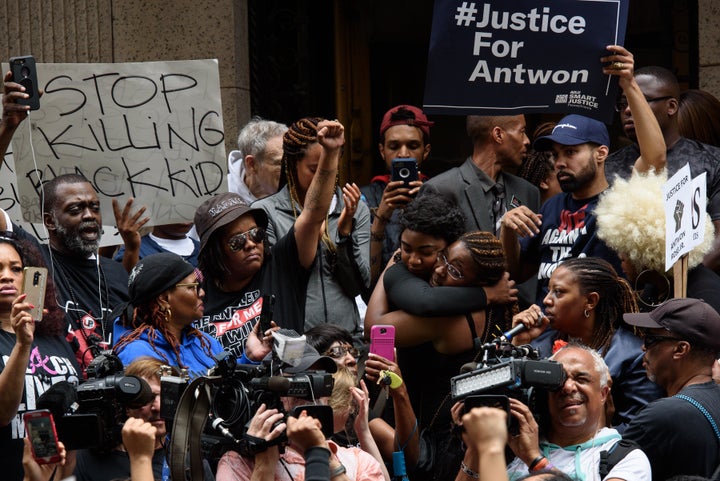 Hundreds of people gathered for a rally to protest the fatal shooting of the unarmed black teen in Pittsburgh on Thursday.