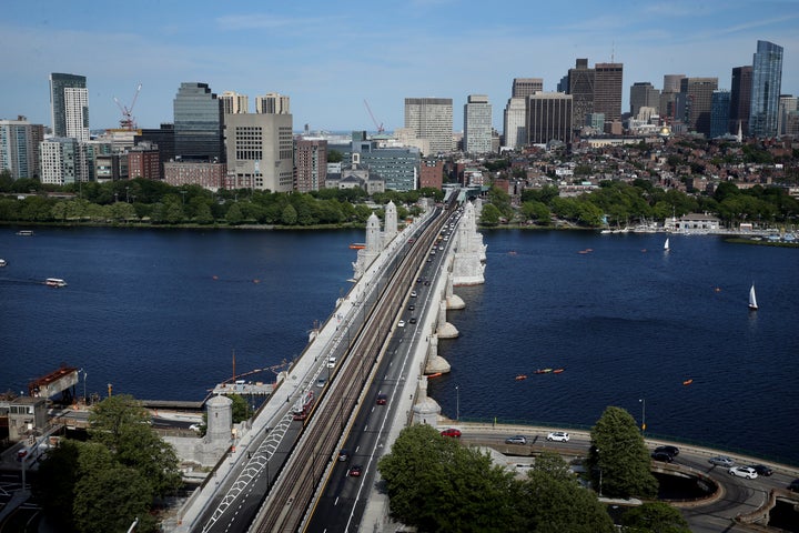 A view of Boston across the Charles River, which separates Middlesex and Suffolk counties in Massachusetts.