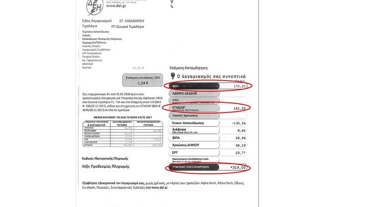 Εικόνα 1. Ενδεικτικός λογαριασμός ΔΕΗ