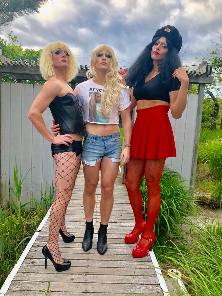 Luis and his friends doing drag.