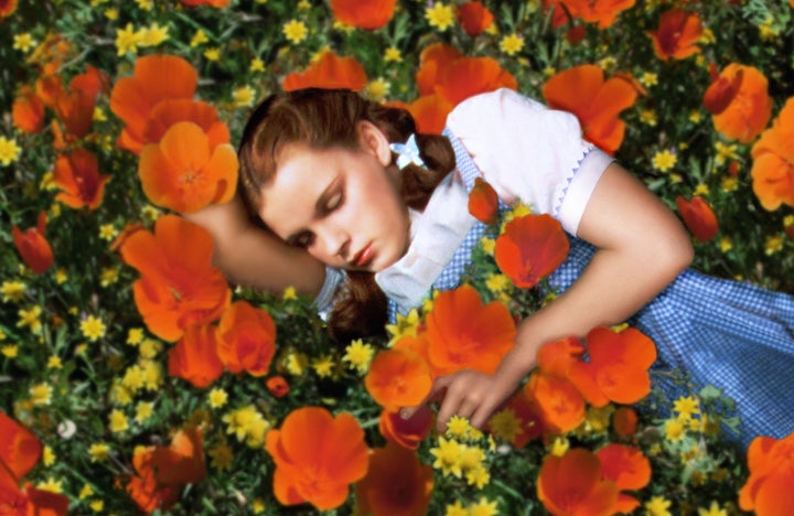 Judy Garland as Dorothy in "The Wizard of Oz," wearing her famous gingham pinafore.