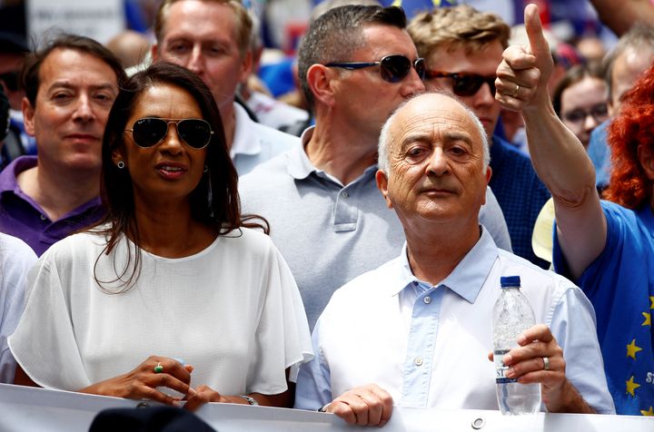 Anti-Brexit campaigner Gina Miller and actor Tony Robinson joined the march.
