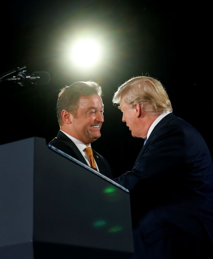 President Donald Trump and Sen. Dean Heller campaigned together at the Nevada GOP Convention on Saturday, a sharp departure from how vulnerable Senators typically treat unpopular presidents.