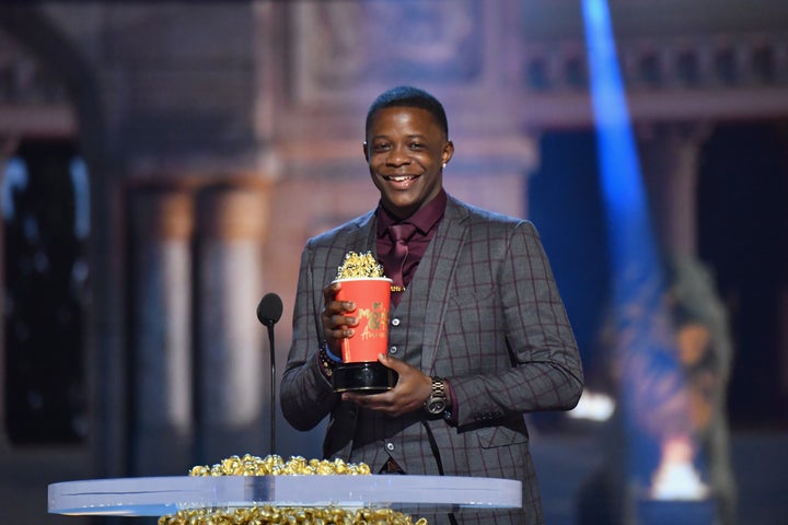 James Shaw Jr. accepts an award onstage at the MTV Movie & TV Awards June 16.