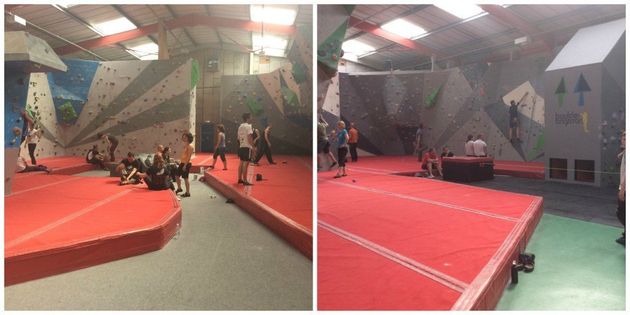 Bouldering at Boulder Brighton. 