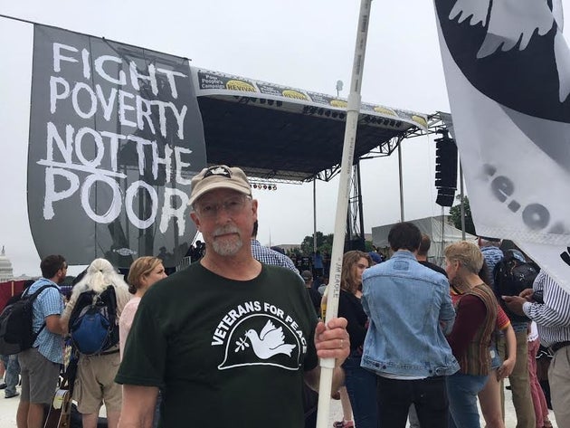 Jeff Brummer,&nbsp;a member of Veterans for Peace, traveled from Boston for the June 23 rally in