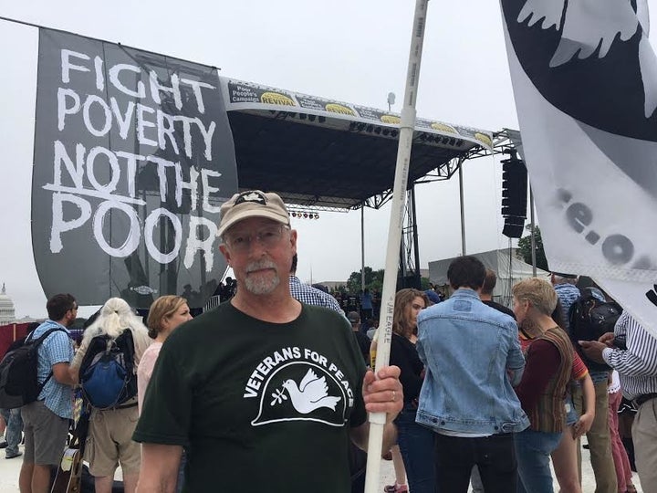 Jeff Brummer, a member of Veterans for Peace, traveled from Boston for the June 23 rally in Washington.