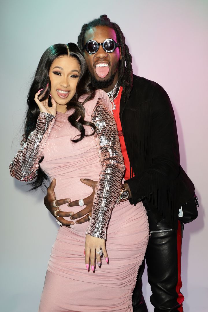 Cardi B and Offset pose backstage at the Mandalay Bay Resort and Casino in Las Vegas in April.