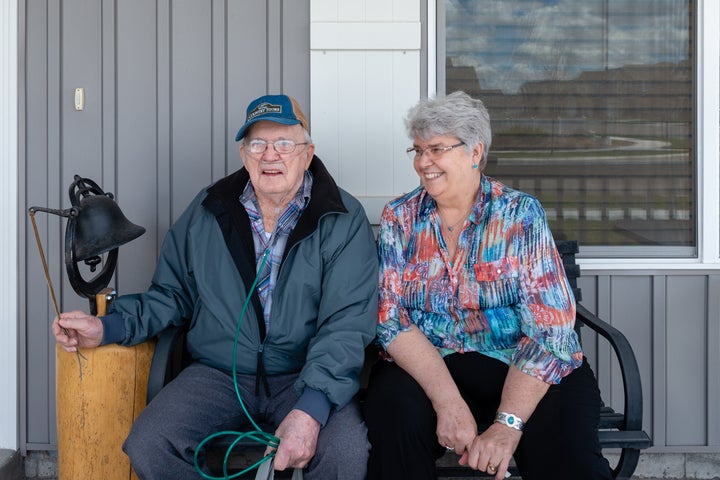 Delmar Scroughams and his wife, Vergie "Verg" Scroughams, at home in Rexburg, Idaho. During a lucid moment in May, Delmar, who has dementia, acknowledged his weapons could prove dangerous 