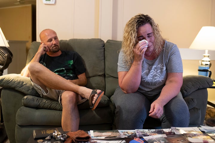 “I really thought we were all going to die that day,” Christal Collins (right) says of the day her father wounded her and her fiancé, Allen Holtzman (left), then took his own life. 