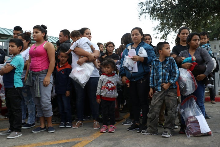 Undocumented immigrant families are released from detention at a bus depot in McAllen, Texas, U.S., June 25, 2018.