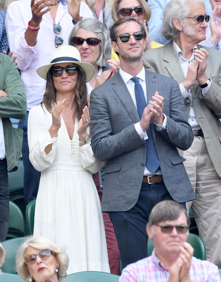Pippa Middleton in Étoile Isabel Marant at Wimbledon on 14 July 2017.