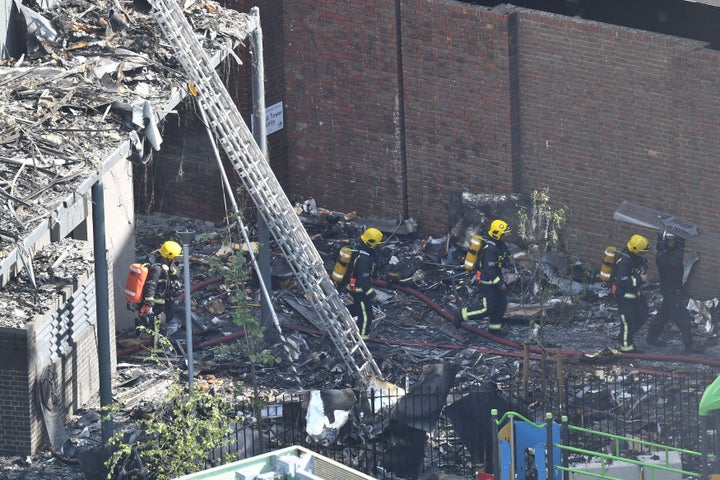 Emergency services at the scene of the blaze.