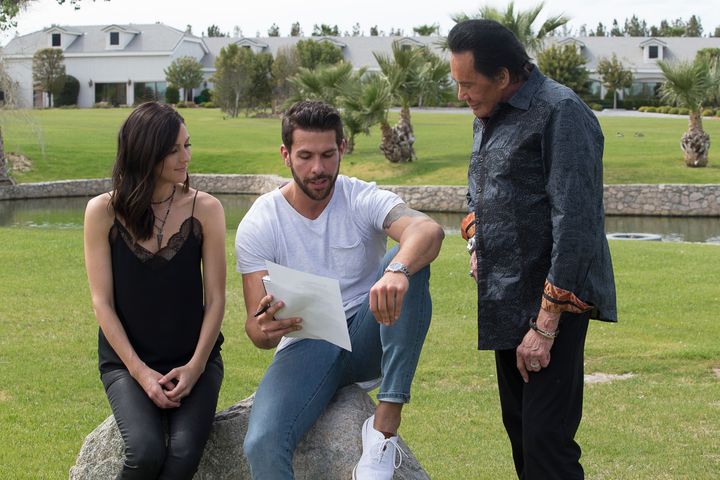Becca and Chris during a group date with entertainer Wayne Newton on "The Bachelorette."