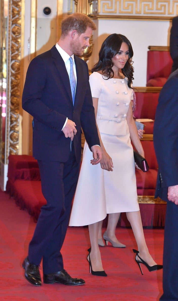 The Duke and Duchess of Sussex at the Queen's Young Leaders Awards ceremony on Tuesday.