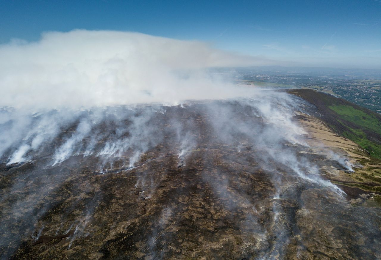 The scale of the wildfire has been revealed through aerial photography.