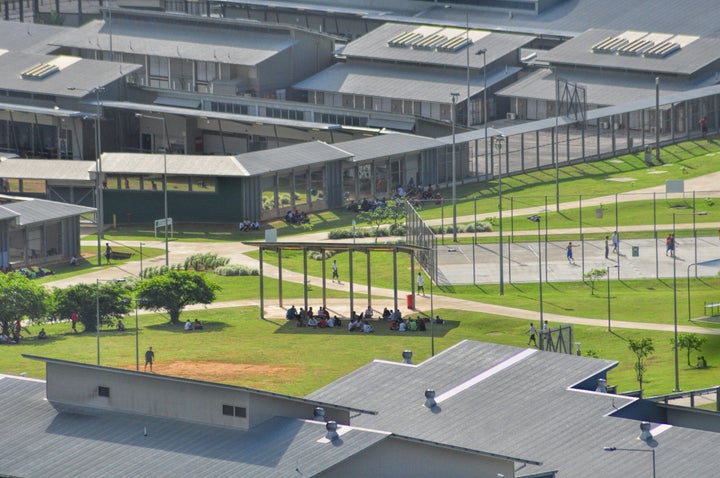 Christmas Island Immigration Detention Centre central open space provides a recreation area for asylum-seekers, on July 26, 2013 on Christmas Island.