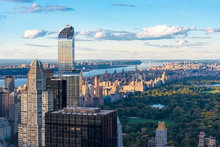 The so-called "Oligarch's Erection," also known as One57, towers above the Manhattan Skyline.