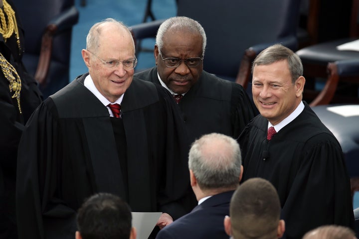 Supreme Court Justices Anthony Kennedy, Clarence Thomas and John Roberts attend President Donald Trump's inauguration ceremony on Jan. 20, 2017, in Washington, D.C.