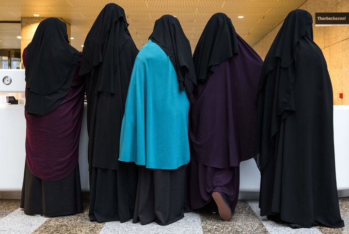 Women wearing full-face veils visit the Dutch Senate on Nov. 23, 2016, in the Hague, the Netherlands.