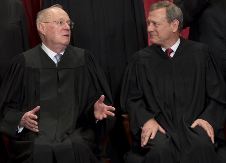 Retiring Justice Anthony Kennedy and Chief Justice John Roberts in June 2018.