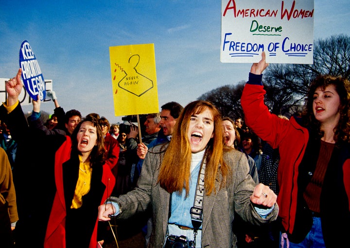 Pro-choice demonstrators during the March for Women's Lives rally in Washington,&nbsp;D.C., on April 5, 1992.&nbsp;